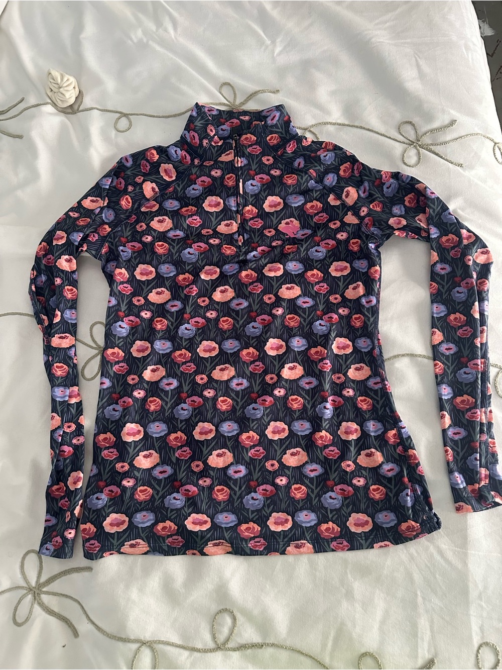 Rabbit Running Women Ez Zip 2.0 Long Sleeve Eclipse Poppy Size Medium
